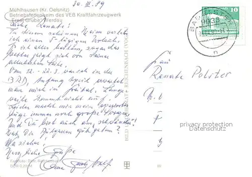 AK / Ansichtskarte Muehlhausen_Vogtland Betriebsferienheim des VEB Ernst Grube Werdau Muehlhausen_Vogtland