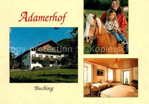 AK / Ansichtskarte Buching Adamerhof Mutter Kind Reiten Gaestezimmer Buching