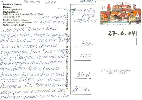 AK / Ansichtskarte Bayerisch_Eisenstein Pension Gasthof Bergcafe Bayerisch_Eisenstein