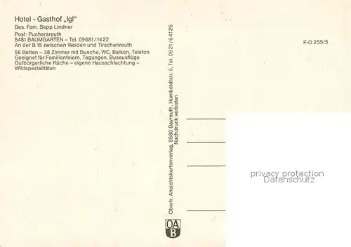 AK / Ansichtskarte Baumgarten_Weiden Hotel Gathof Igl Reception Gastraum Festtafel 