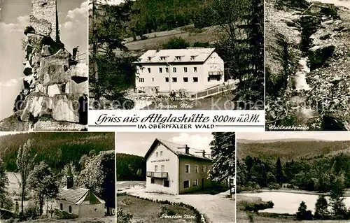 AK / Ansichtskarte Altglashuette_Oberpfalz Ruine Flossenbuerg Pension Blei Waldnaabquelle Kapelle Weiher Altglashuette_Oberpfalz