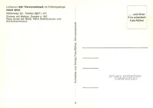 AK / Ansichtskarte Warmensteinach Haus Brix Warmensteinach