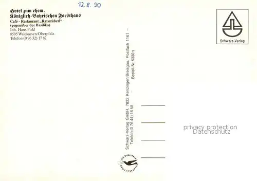 AK / Ansichtskarte Waldsassen Hotel zum ehem Koeniglich Bayrischen Forsthaus Terrasse Gaststube Waldsassen