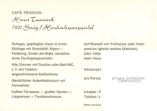 AK / Ansichtskarte Saig_Schwarzwald Cafe Pension Haus Tanneck Gastraeume Saig Schwarzwald
