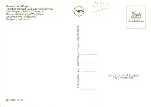 AK / Ansichtskarte Simonswald_Simonswaeldertal Gasthof Hotel Engel 