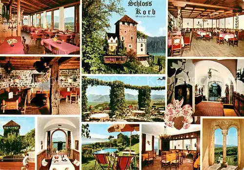 AK / Ansichtskarte Missian_Bozen Hotel Restaurant Schloss Korb Gastraeume Teilansichten Missian Bozen