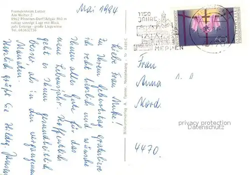 AK / Ansichtskarte Pfronten Fremdenheim Lotter Pfronten