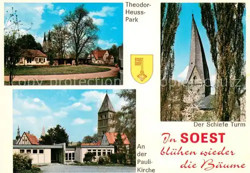 AK / Ansichtskarte Soest_Arnsberg Theodor Heuss Park Pauli Kirche Der Schiefe Turm Soest_Arnsberg