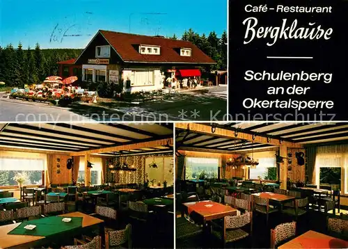 AK / Ansichtskarte Schulenberg_Oberharz Cafe Restaurant Bergklause Gastraeume Schulenberg_Oberharz