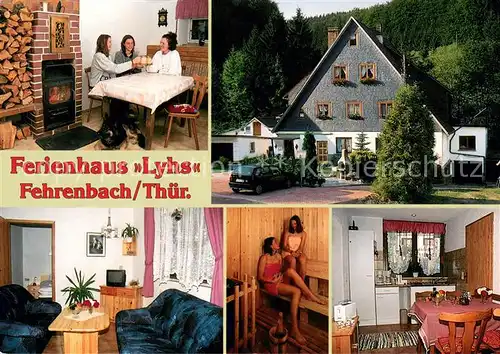 AK / Ansichtskarte Fehrenbach_Thueringer_Wald Ferienhaus Lyhs Kaminzimmer Stube Sauna Kueche Fehrenbach_Thueringer_Wald