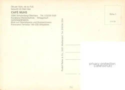 AK / Ansichtskarte Schulenberg_Oberharz Cafe Muhs Schulenberg_Oberharz