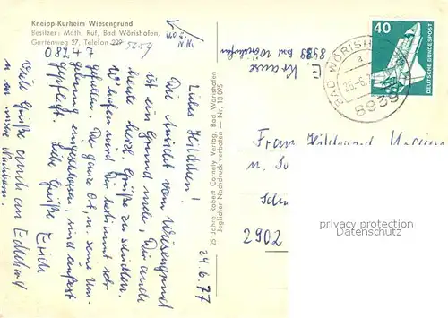 AK / Ansichtskarte Bad_Woerishofen Kneipp Kurheim Wiesengrund Bad_Woerishofen