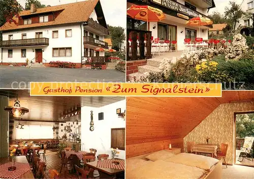 AK / Ansichtskarte Obertrubach Gasthof Pension zum Signalstein Gastraum Terrasse Fremdenzimmer Obertrubach