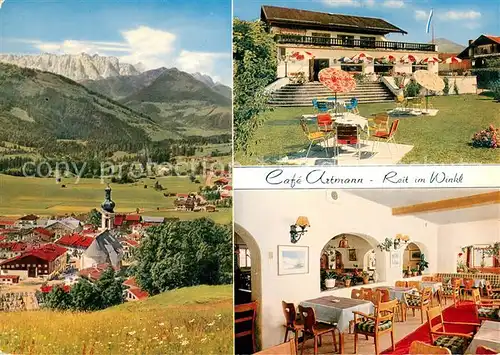 AK / Ansichtskarte Reit_Winkl Cafe Artmann Gastraum Garten Gesamtansicht mit Alpenpanorama Reit_Winkl