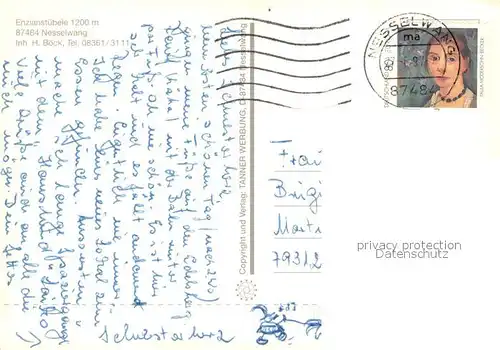 AK / Ansichtskarte Nesselwang Enzianstuebele Gaststaette Almvieh Kuehe Landschaftspanorama Alpen Nesselwang