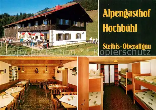 AK / Ansichtskarte Steibis Alpengasthof Hochbuehl Gastraum Schlafraum Steibis