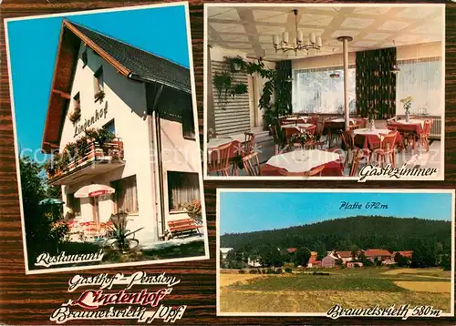 AK / Ansichtskarte Braunetsrieth Restaurant Pension Lindenhof Blick ueber die Feld Oberpfaelzer Wald Braunetsrieth