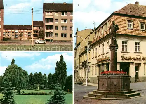 AK / Ansichtskarte Frankenberg_Sachsen Neubaugebiet Luetzelhoehe Park Brunnen am Platz der Einheit Frankenberg Sachsen