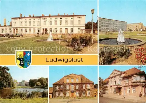 AK / Ansichtskarte Ludwigslust Bahnhof John Brinckman Strasse Schloss Rathaus HO Hotel Mecklenburger Hof Ludwigslust