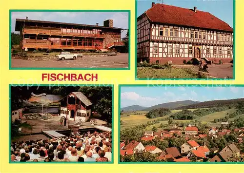 AK / Ansichtskarte Fischbach_Emsetal Thueringerbaude Fachwerkhaus Bergbuehne Panorama Blick zum Sandberg Fischbach Emsetal