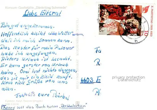 AK / Ansichtskarte Daenkritz Konsum Gaststaette Daenkritzer Schmiede Gartenrestaurant Daenkritz