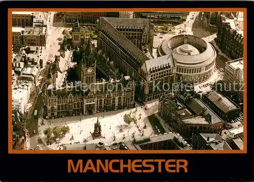 AK / Ansichtskarte Manchester_GB Albert Square Town Hall and Central Library aerial view 