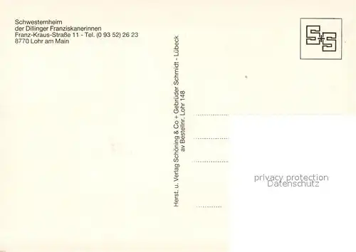 AK / Ansichtskarte Lohr_Main Schwesternheim der Dillinger Franziskanerinnen Lohr_Main