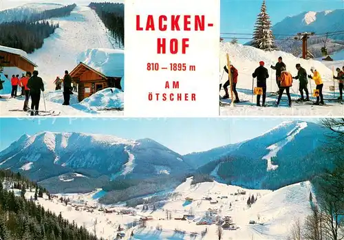 AK / Ansichtskarte Lackenhof_Gaming Wintersportgebiet am oetscher Schischule Bergmassiv Kalkalpen Lackenhof Gaming
