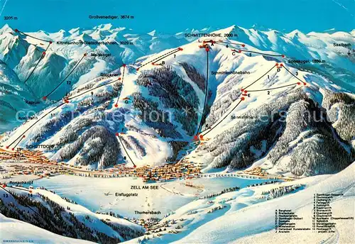 AK / Ansichtskarte Zell_See uebersichtskarte Skigebiet Schmittenhoehe Hohe Tauern Zell_See