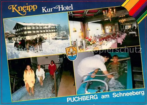 AK / Ansichtskarte Puchberg_Schneeberg Kneipp Kurhotel Restaurant Wassertreten Kuranwendung Pferdeschlitten Puchberg Schneeberg
