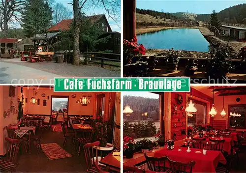 AK / Ansichtskarte Braunlage Cafe Fuchsfarm Gastraum Teich Braunlage