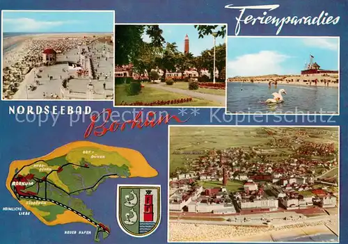 AK / Ansichtskarte Borkum_Nordseebad Nordseeheilbad Nordseeinsel Promenade Bahnhofsplatz Heimliche Liebe Fliegeraufnahme Borkum_Nordseebad