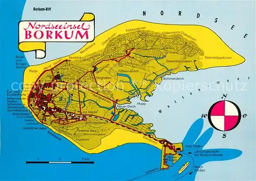 AK / Ansichtskarte Borkum_Nordseebad Landkarte Nordseeinsel Borkum_Nordseebad
