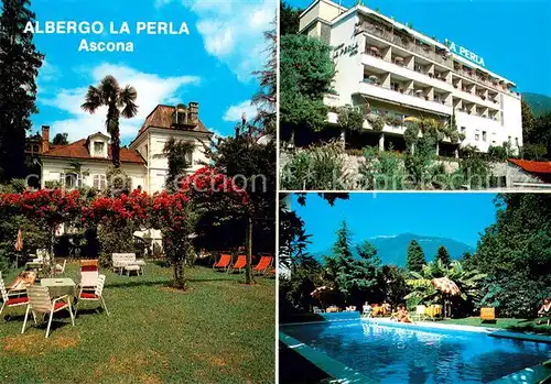 AK / Ansichtskarte Ascona_Lago_Maggiore Alergo La Perla Swimming Pool Garten Ascona_Lago_Maggiore