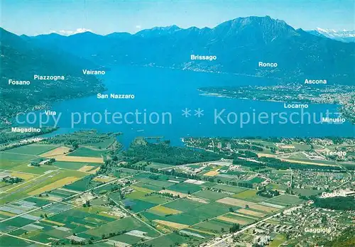 AK / Ansichtskarte Minusio_Locarno_TI Panorama Lago Maggiore Alpen Fliegeraufnahme Minusio_Locarno_TI