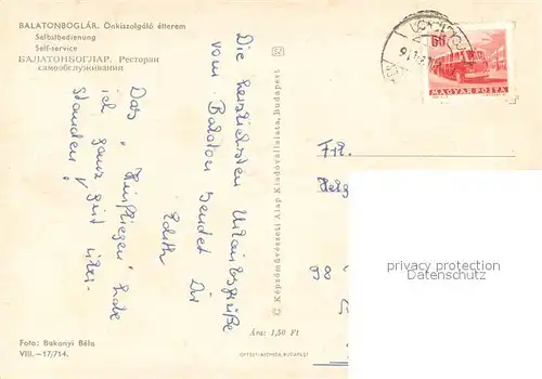 AK / Ansichtskarte Balatonboglar Etterem Selbstbedienung Restaurant Balatonboglar