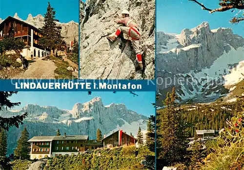AK / Ansichtskarte Lindauer_Huette Berghaus im Montafon Bergsteiger Alpenpanorama Lindauer Huette