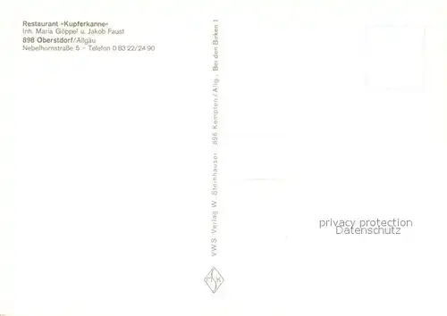 AK / Ansichtskarte Oberstdorf Restaurant Kupferkanne Bar Oberstdorf