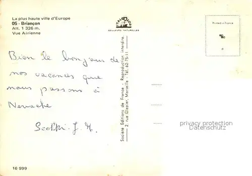 AK / Ansichtskarte Briancon La plus haute ville d Europe vue aerienne Briancon