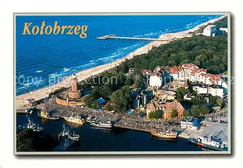 AK / Ansichtskarte Kotobrzeg Hafen Leuchtturm Fliegeraufnahme Kotobrzeg