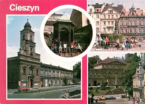 AK / Ansichtskarte Cieszyn Kirche Kloster Studnia Bracka Marktplatz Schloss Musikschule Cieszyn
