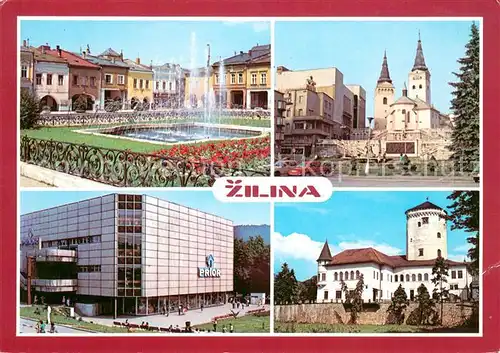 AK / Ansichtskarte Zilina Platz Wasserspiele Kirche Einkaufszentrum Schloss Budatin Zilina