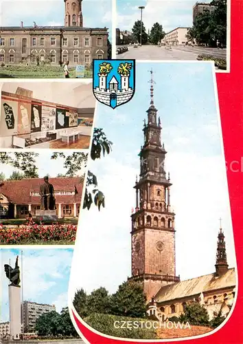 AK / Ansichtskarte Czestochowa_Schlesien Rathaus Museum Denkmal Kirche Czestochowa_Schlesien