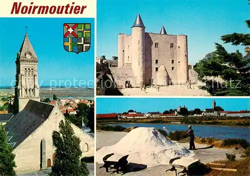 AK / Ansichtskarte Ile_de_Noirmoutier Chateau Eglise et les marais salants Ile_de_Noirmoutier