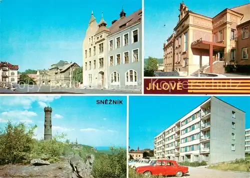 AK / Ansichtskarte Jilove_Eulau Teilansichten Gebaeude Innenstadt Wohnsiedlung Aussichtsturm Jilove_Eulau