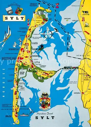 AK / Ansichtskarte Sylt Landkarte Nordseeinsel Sylt