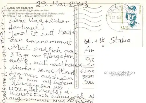 AK / Ansichtskarte Endenburg Haus am Stalten Sanatorium fuer Allgemeinmedizin im Schwarzwald Endenburg