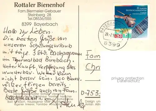 AK / Ansichtskarte Bayerbach_Rott Rottaler Bienenhof Bayerbach Rott