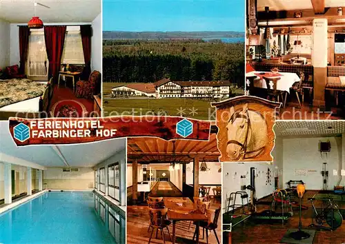 AK / Ansichtskarte Bernau_Chiemsee Ferienhotel Fabinger Hof Zimmer Gaststube Hallenbad Kegelbahn Fitnessraum Bernau Chiemsee