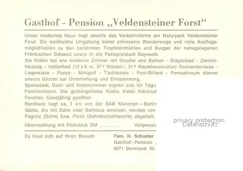 AK / Ansichtskarte Bernheck Gasthof Pension Veldensteiner Forst Gastraum Hallenbad Bernheck